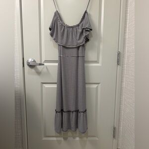 Michael Kors Black and White Striped Maxi Dress